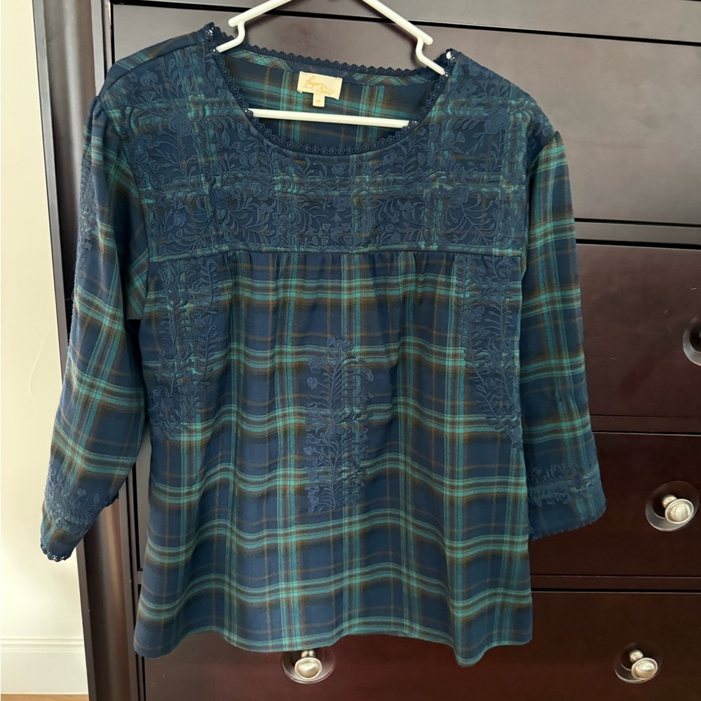 Blue Plaid Women's Top